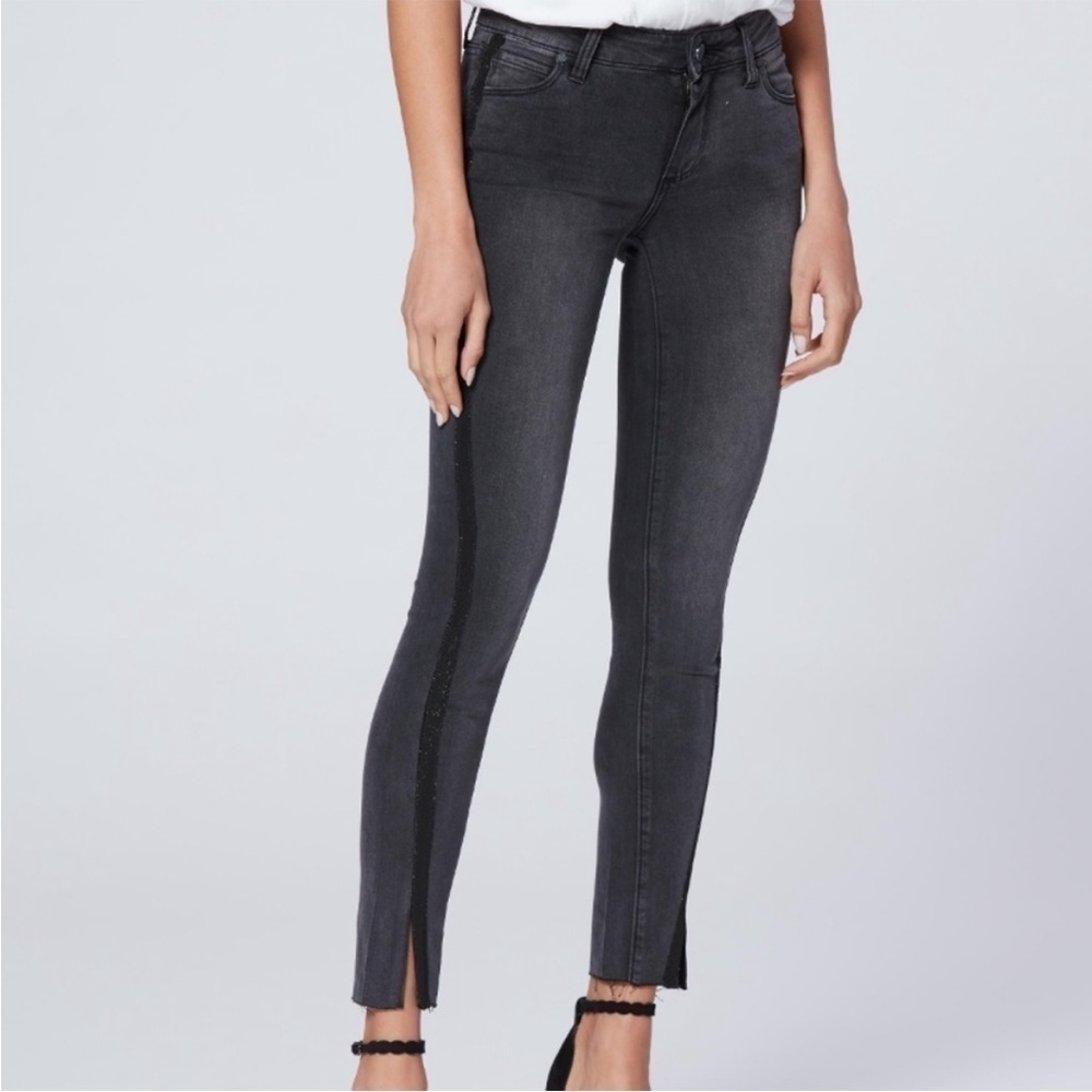 Paige Black Granite Raw Hem Skinny Jeans Sz 27 EUC